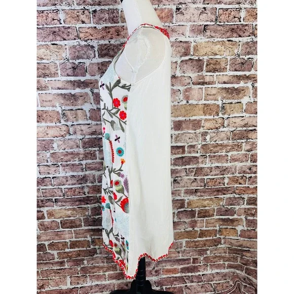 Anthropologie Dolma Embroidered Floral Cotton Shift Dress Boho Festival Small - Picture 7 of 15